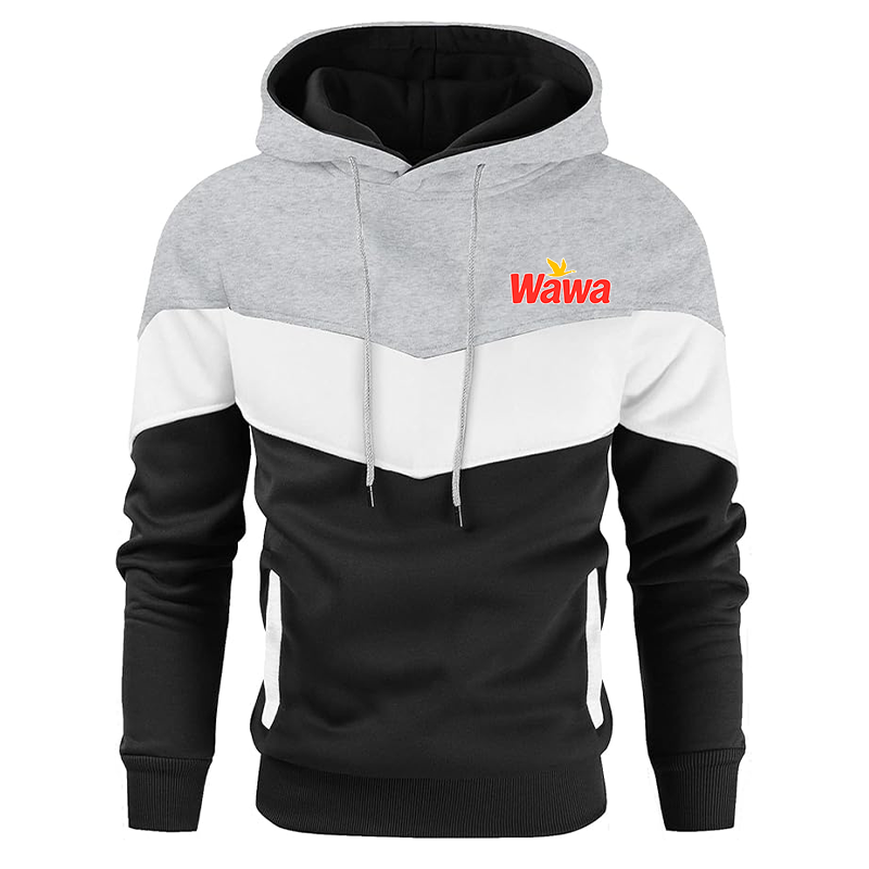 Men's Wawa Gas Station  Gesean  Novelty Color Block Pullover Fleece Hoodie Long Sleeve Casual